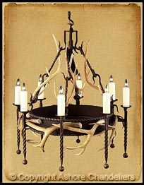 Single Tier Lodge w/Antlers Chandelier