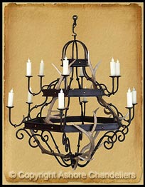 12 Light Venetian w/Antlers Chandelier