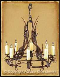 8 Light Santa Fe w/Antlers Chandelier